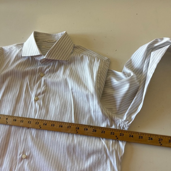 SuitSupply Cotton Tencel Light Gray Long Sleeve Button Dress Shirt 17 Extra SLIM - Picture 6 of 9